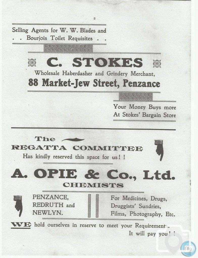 1933 - PENZANCE ROYAL REGATTA PROGRAMME