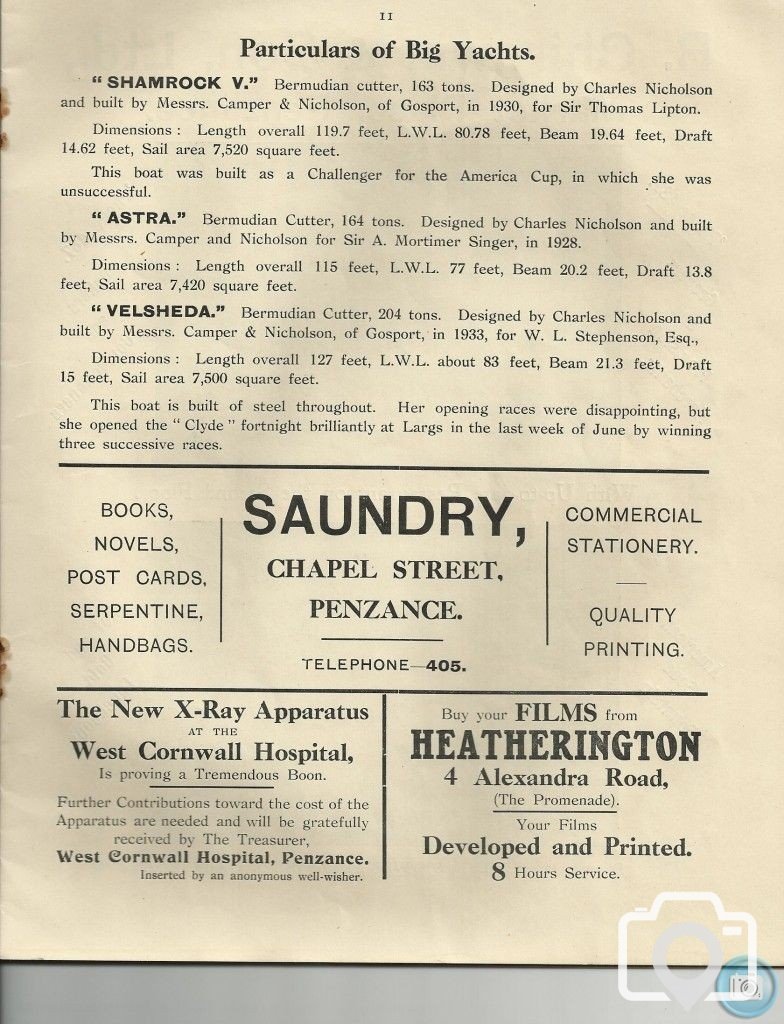 1933 - PENZANCE ROYAL REGATTA PROGRAMME