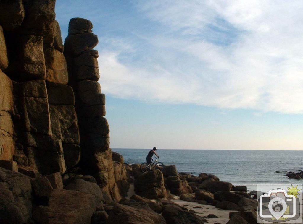 Castellated granite column at Porthgwarra.