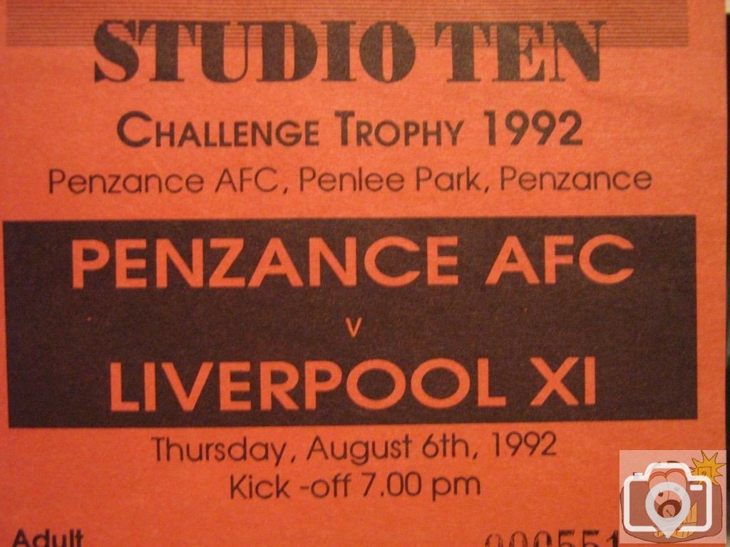 Football 1992 Penzance v Liverpool