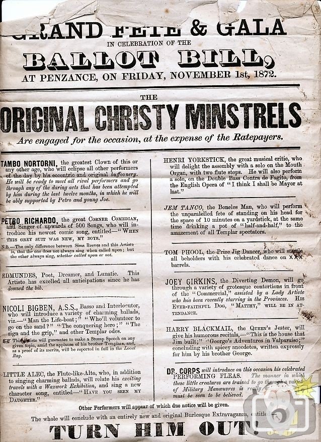 Grand Fete and Gala Ballot Bill November 1st 1872