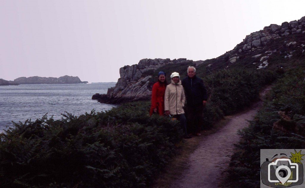 Jan and my in-laws walk coast of Tresco, Scilly