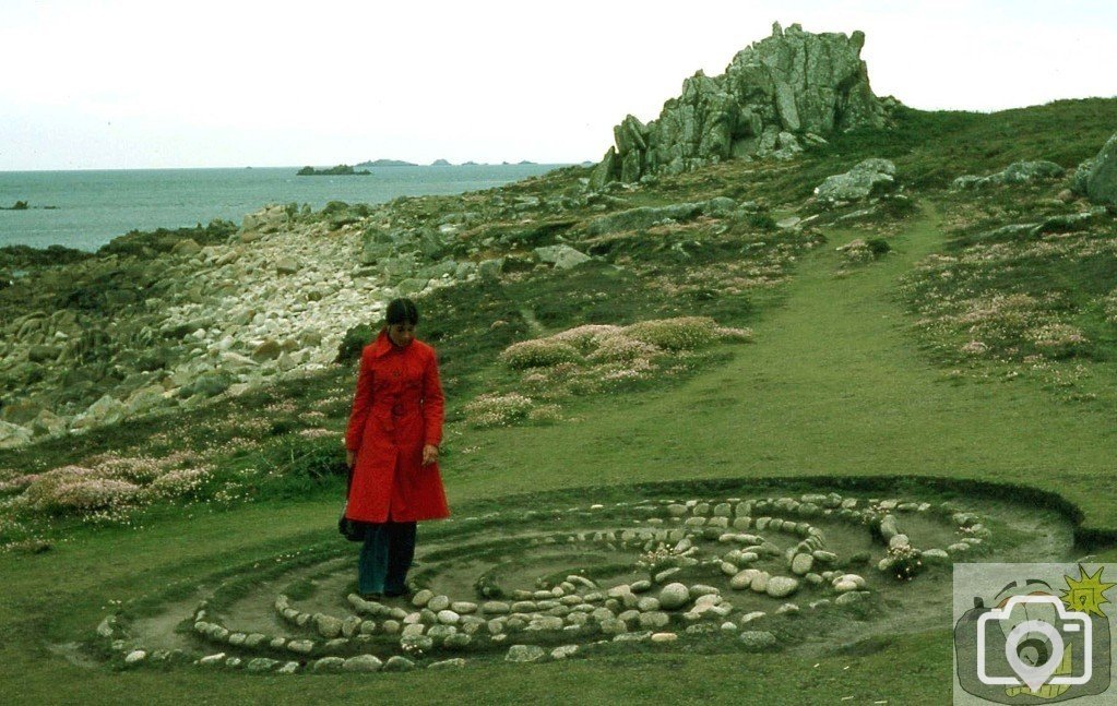 Jan by Troy Town Maze, St Agnes, Scilly, 1977