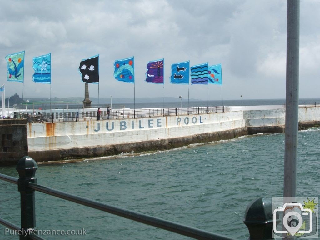 Jubilee Pool with the Mazey Flags