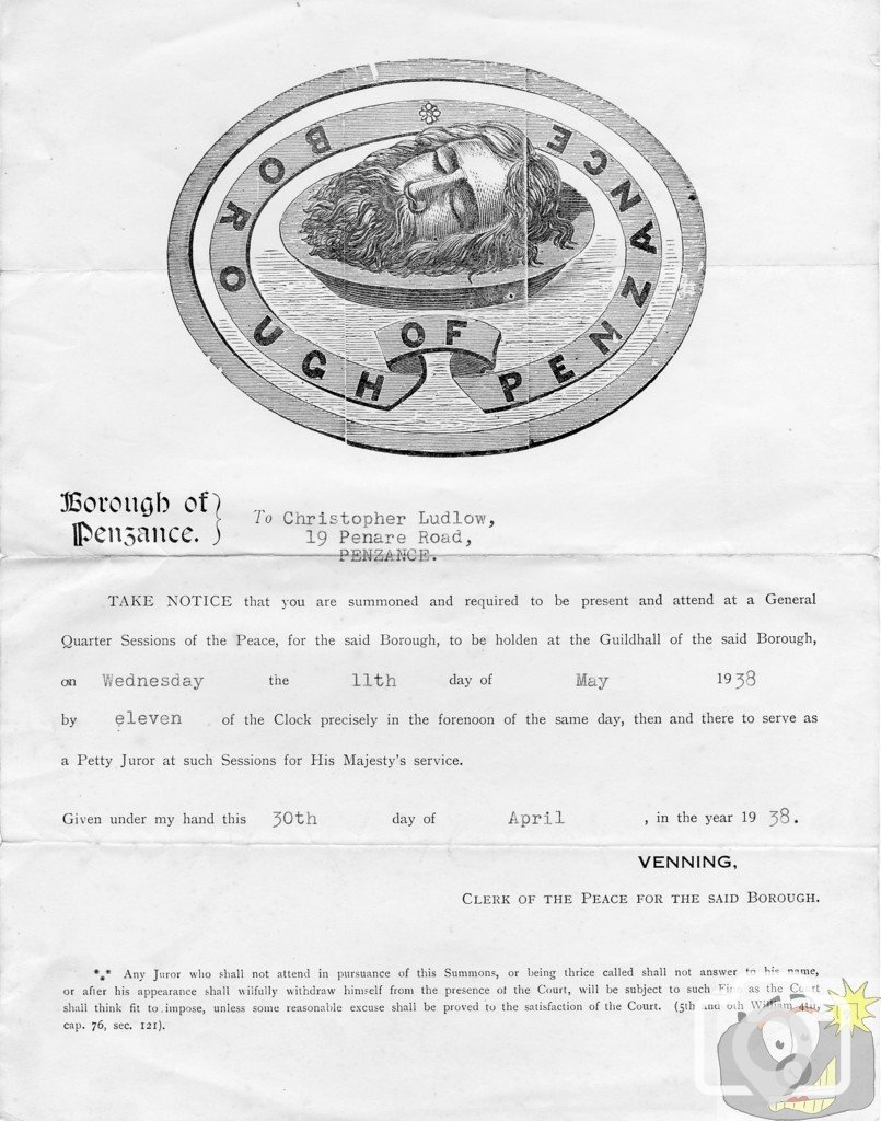 Jury Summons 1938