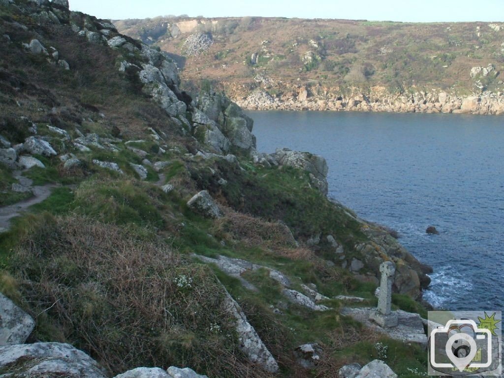 Lamorna Cove and cross on cliffs