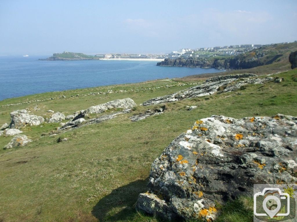 Looking back from Clodgy Point, St Ives, in spring