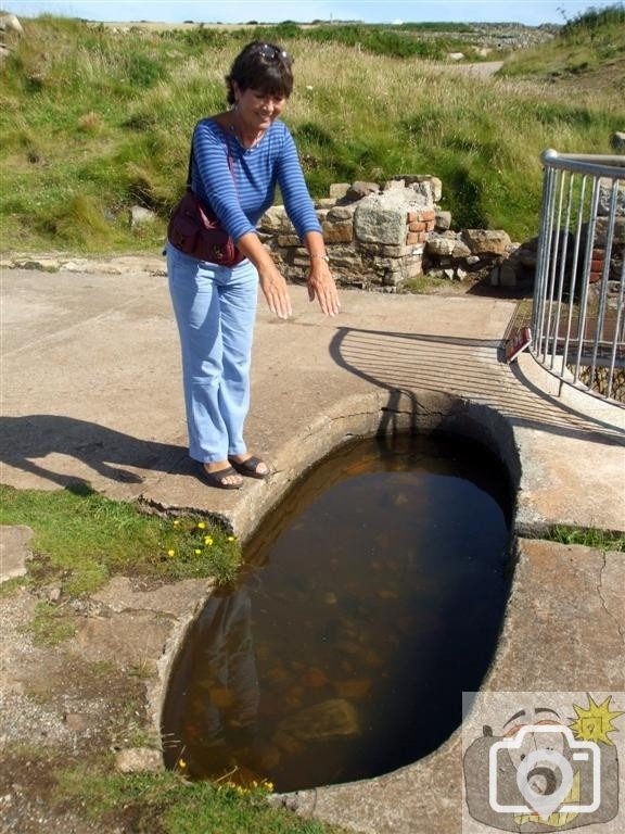 Miner's bath, Levant Mine - Jan about to take the plunge!