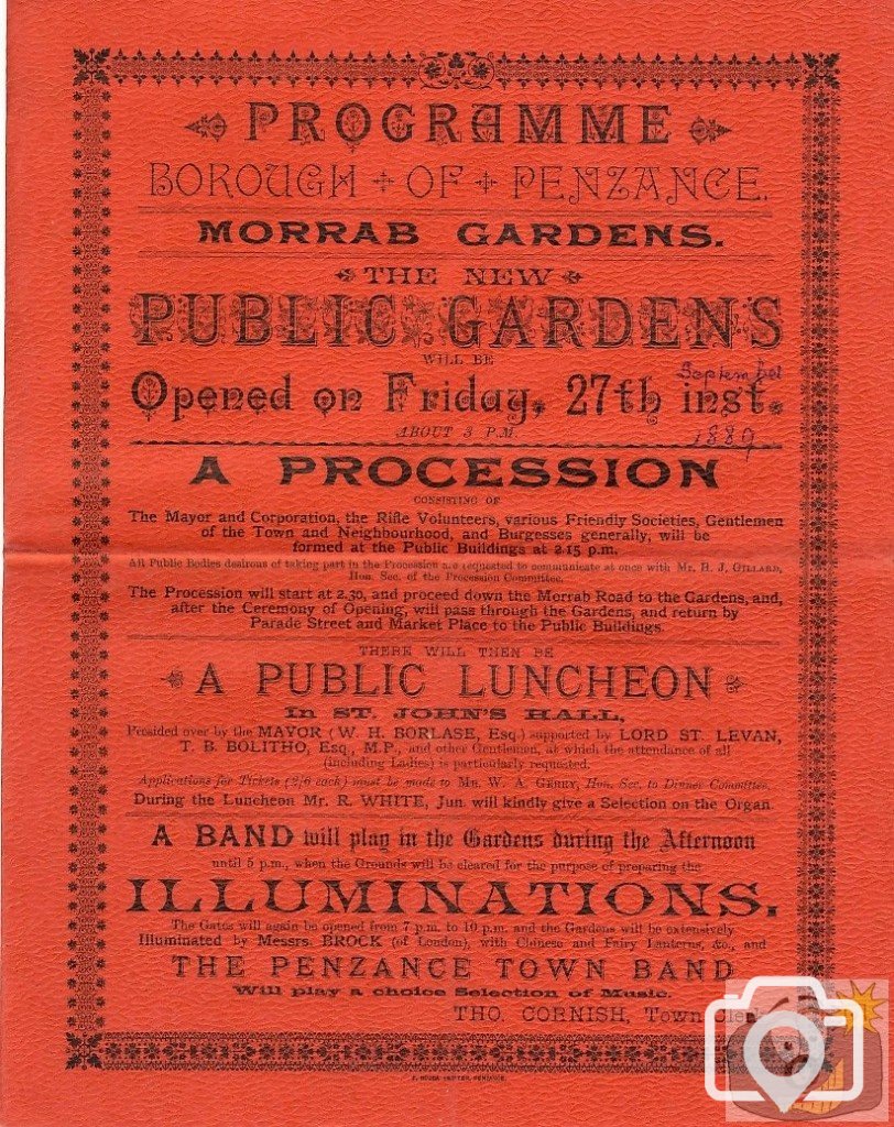 Opening of Morrab Gardens September 27th 1889