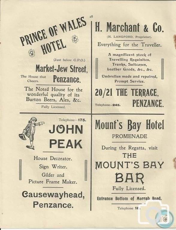 Page 28 -1933 - PENZANCE ROYAL REGATTA PROGRAMME