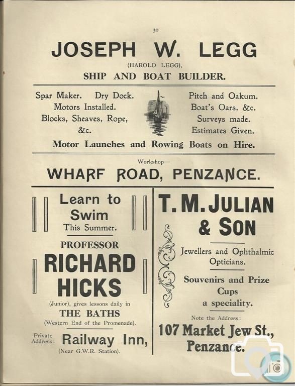 Page 30 -1933 - PENZANCE ROYAL REGATTA PROGRAMME