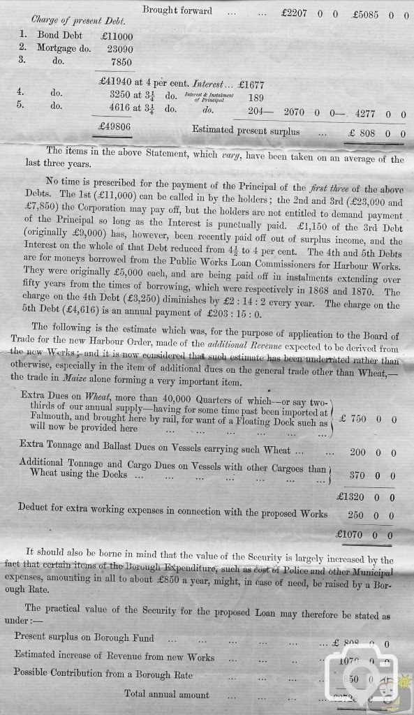 Penzance Floating Dock and Harbour Improvements 1879 Pg 4