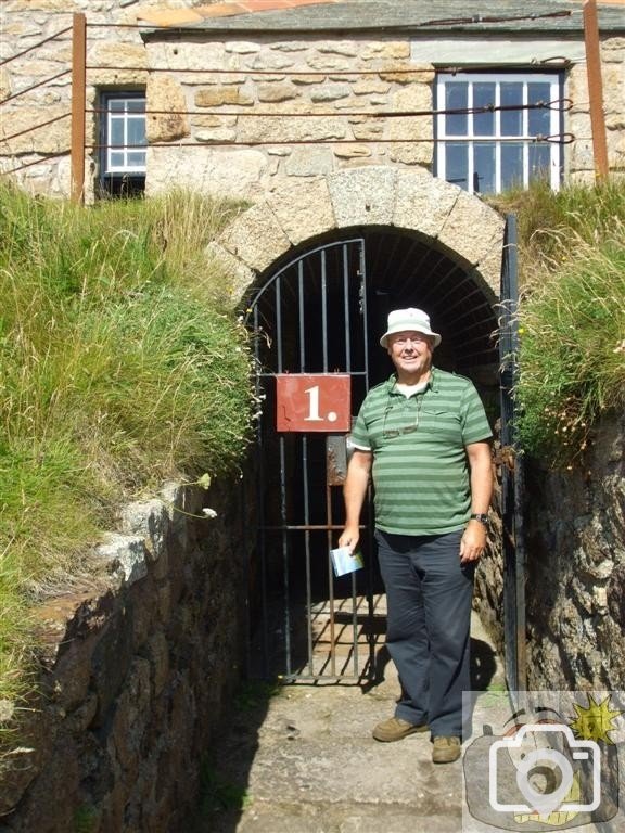 Phil outside the Winding (Whim) Engine House of Levant Mine