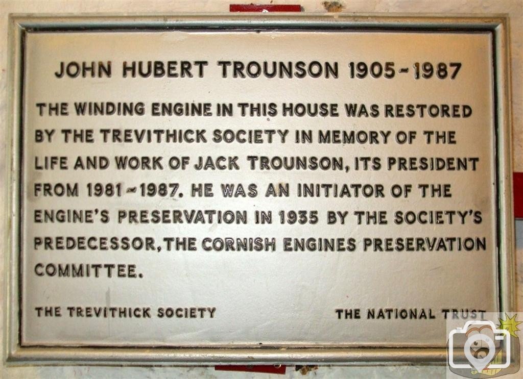 Plaque to Trounson, Winding House, Levant Mine