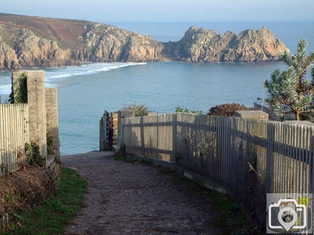 Porthcurno from the path beside the Minack Theatre