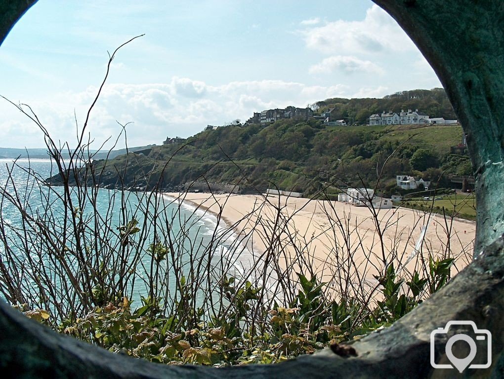 Porthminster beach lookin through sculpture