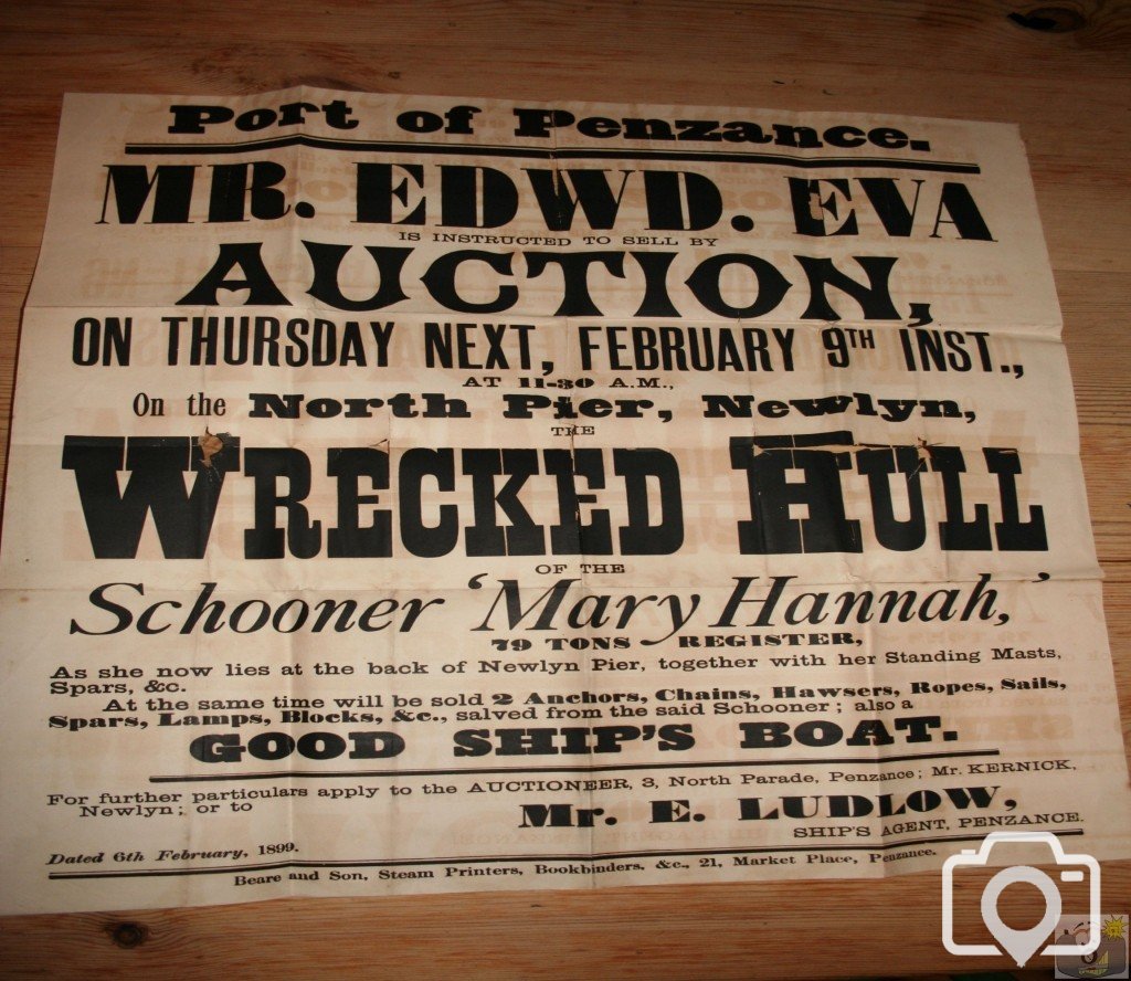 Poster of 1899 Auction - contact Edmund Ludlow