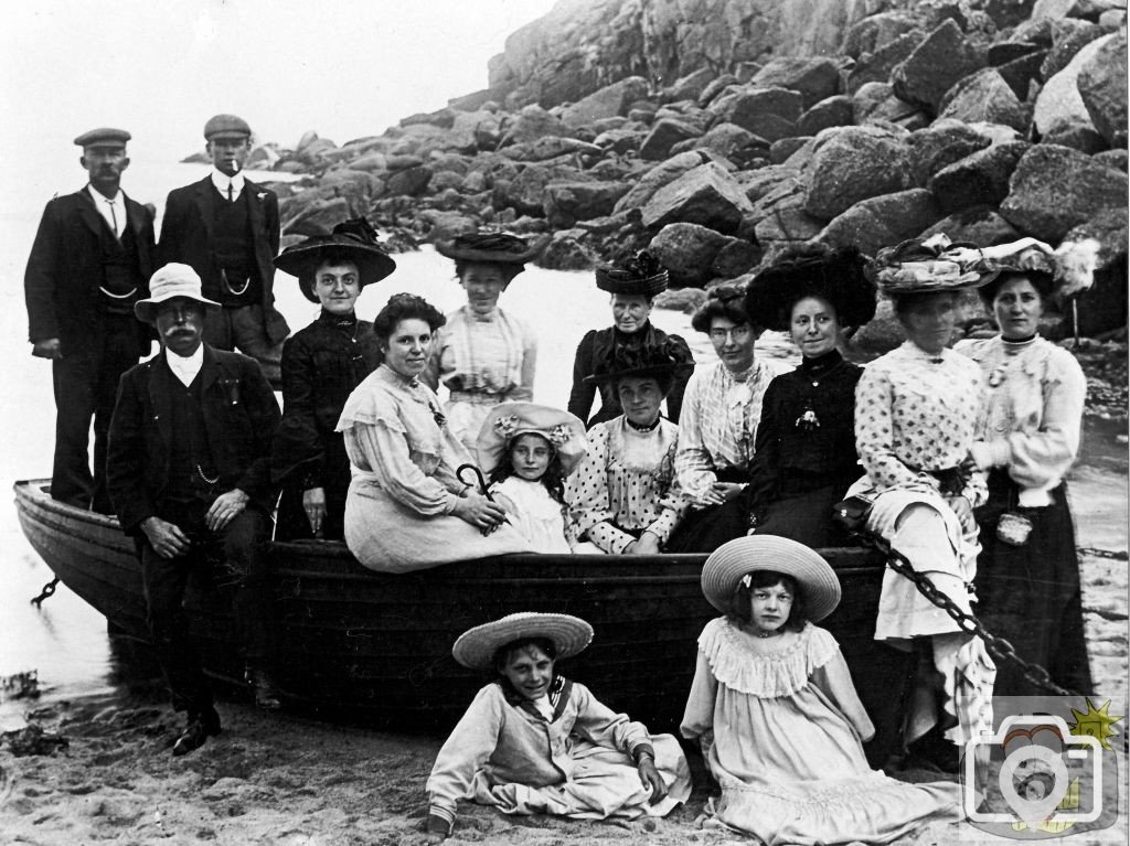 St Just Wesleyan Guild outing to Sennen Cove, 1903 or 1904.