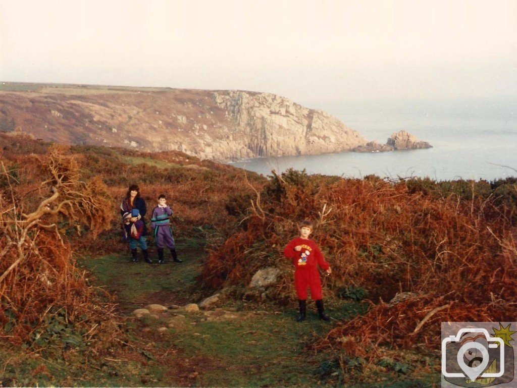 St Loy - Family clifftop stroll - Feb, 1992