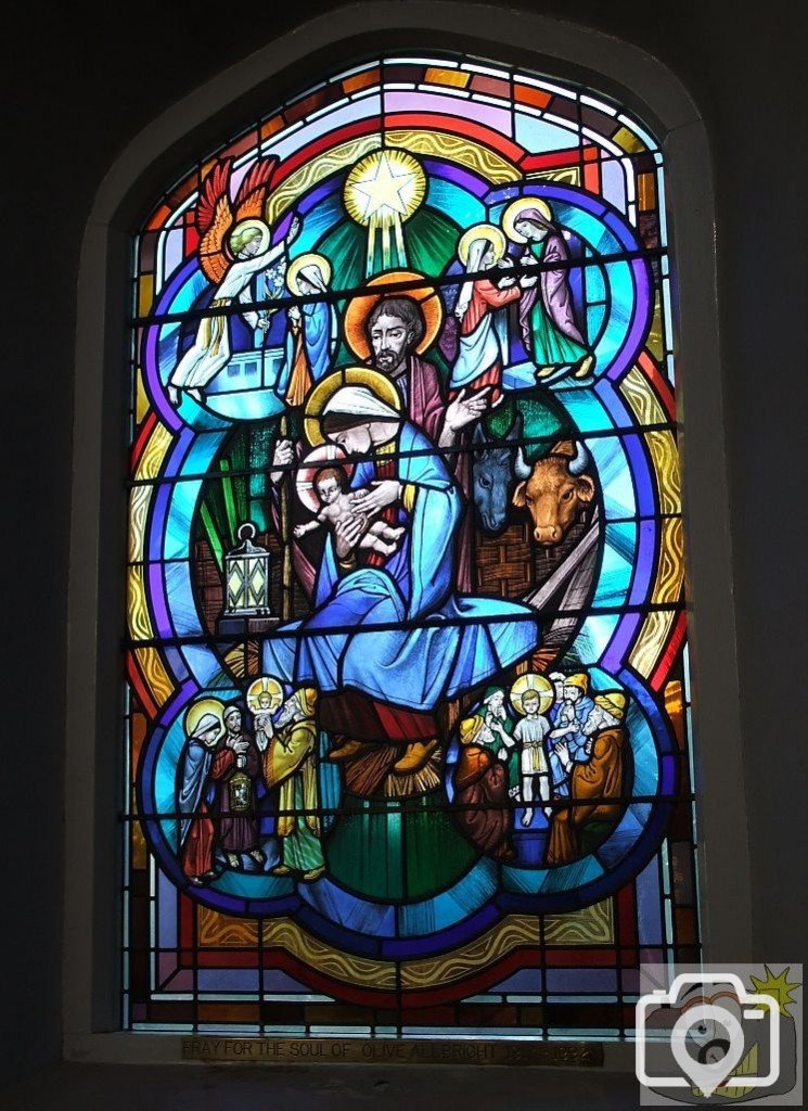 Stained glass window in the Catholic Church in Rosevean Road