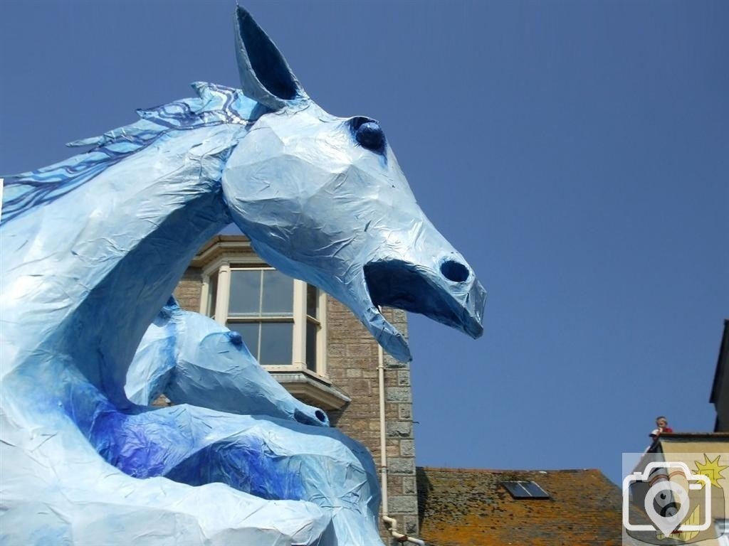 Striking blue horse and a sky to match!