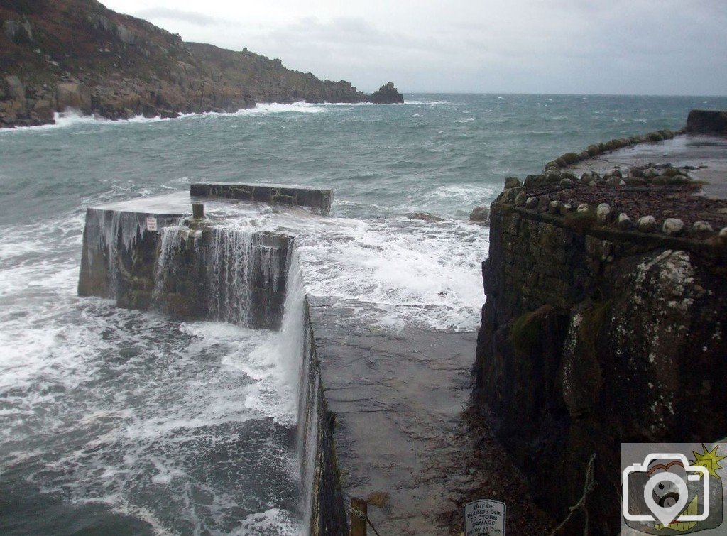 Temporary waterfall - Lamorna Cove Quay, 28th Dec, 2009