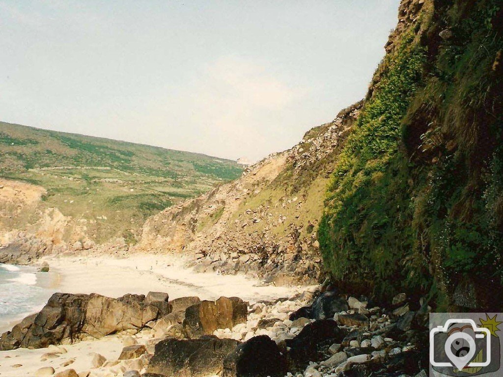 The cliff at the back of Portheras Cove - 28/06/92