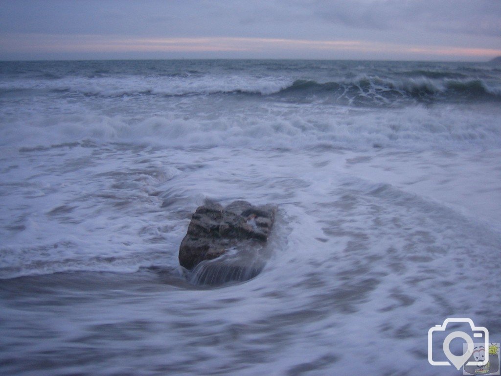 The high tide on Long Rock Beach