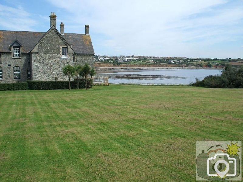 The rear of the island cafeteria looking back to Marazion - St Michael'