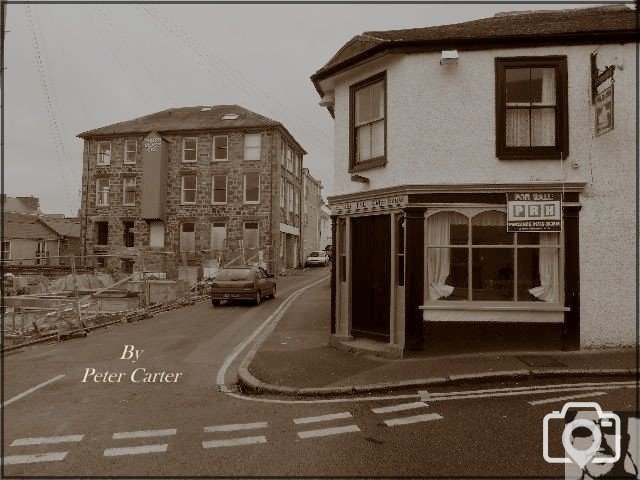 The road at the bottom of Leskinnick street Penzance. Around the corner from the Longboat inn