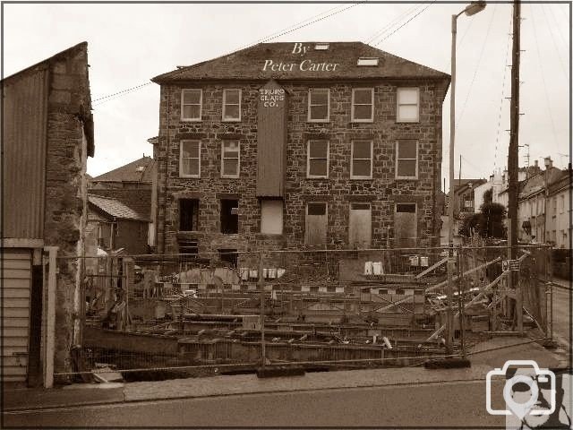 The road at the bottom of Leskinnick street Penzance. Around the corner from the Longboat inn