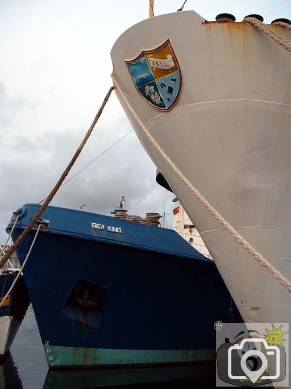 The Scillonian and Sea King alongside each other