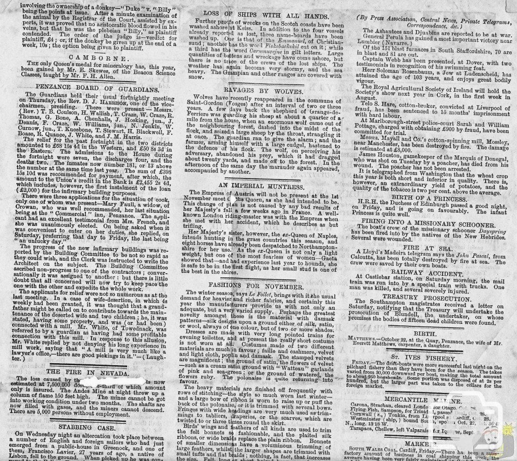 Tidings 29th October 1875 Upper Part Page 2