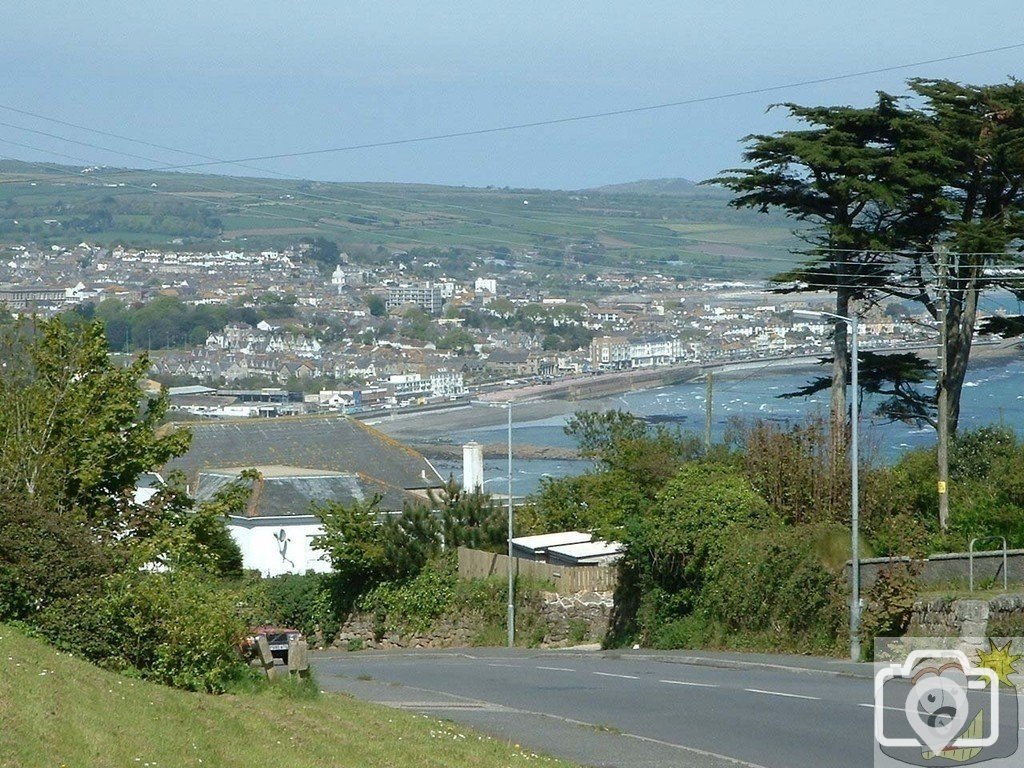 View of Penzance from top of Chywoone Hill