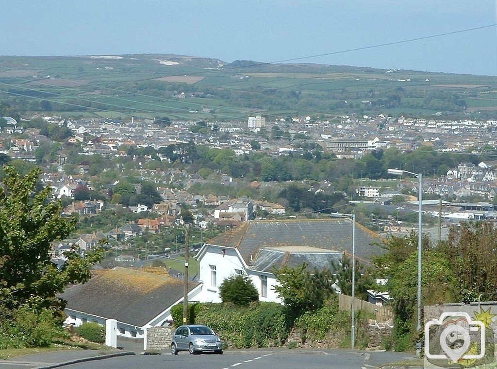 View of Penzance from top of Chywoone Hill