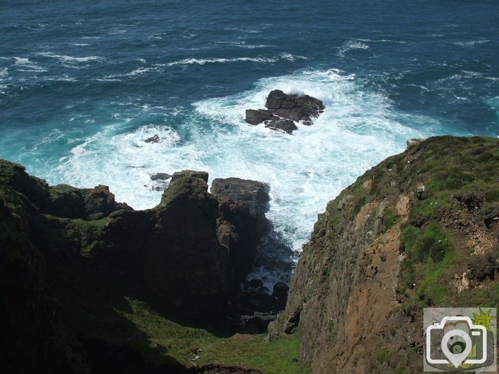 View over the zawn below Levant Mine Pumping House