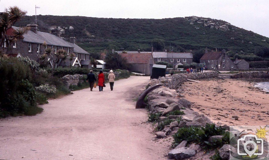 Walking by Tresco Harbour, Scilly
