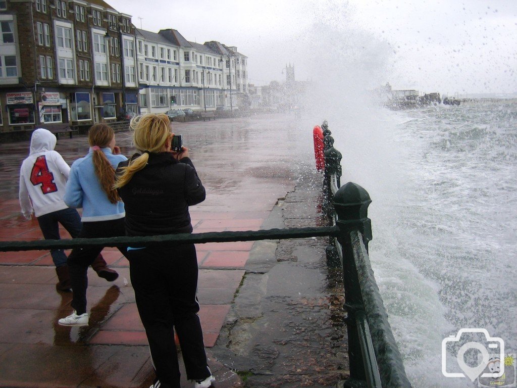 Wave watching on the prom