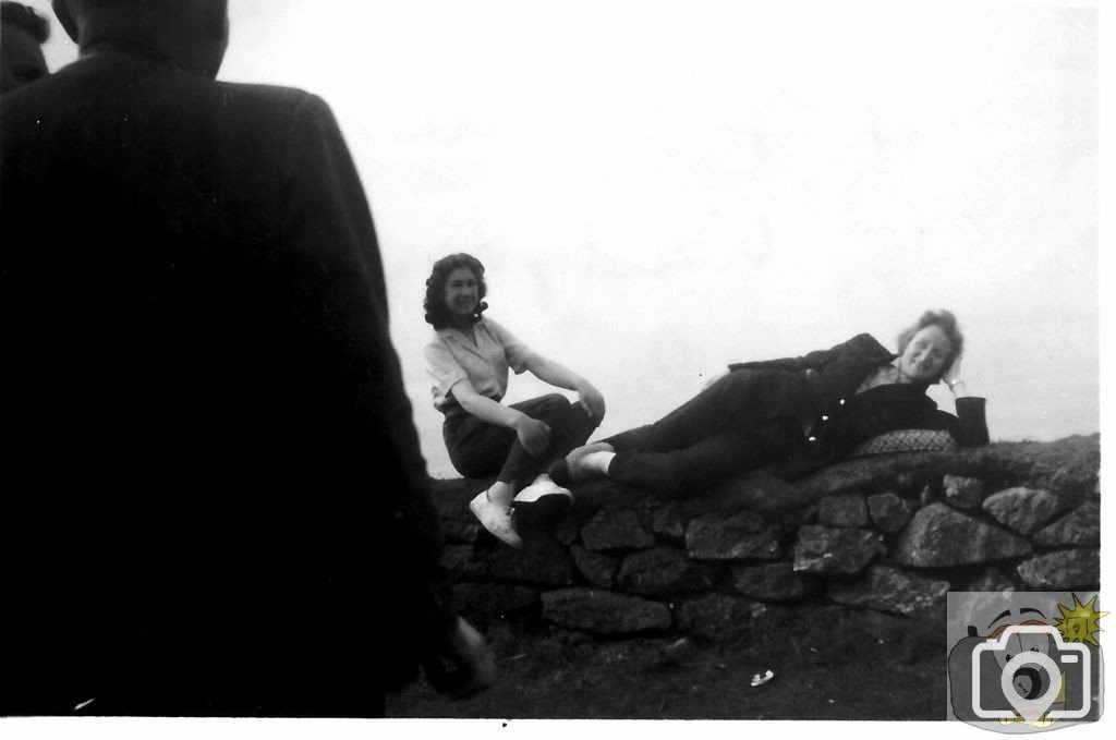 Wendy Lewis and Beryl Randle at Land's End after Billy Butlin's End