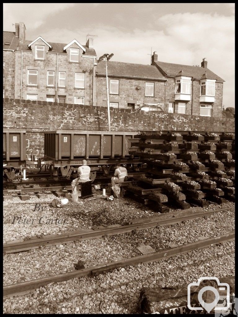 Work on the Penzance Cornwall end of the railway track improvements. 30/03/09