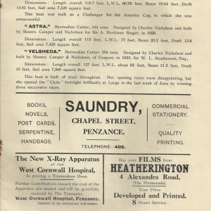 1933 - PENZANCE ROYAL REGATTA PROGRAMME