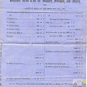 Botallack Mine 1861 - Accounts Q1 1861