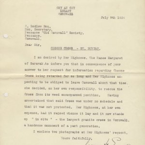 Choone Crosse - letter from Secretary