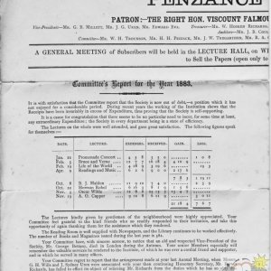Committe Report for Penzance Institute 1883