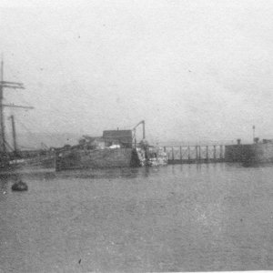 Penzance Dock Gates after being broken down by SS Norfolk Coast