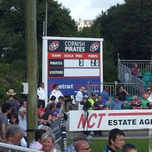 Half Time scoreboard at the Mennaye - 30Aug10