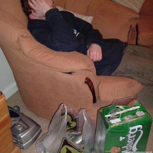 Some folk can beer loud canned music and even sleep through it!