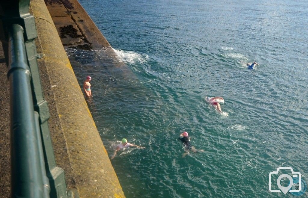 swimmers in mount's bay.