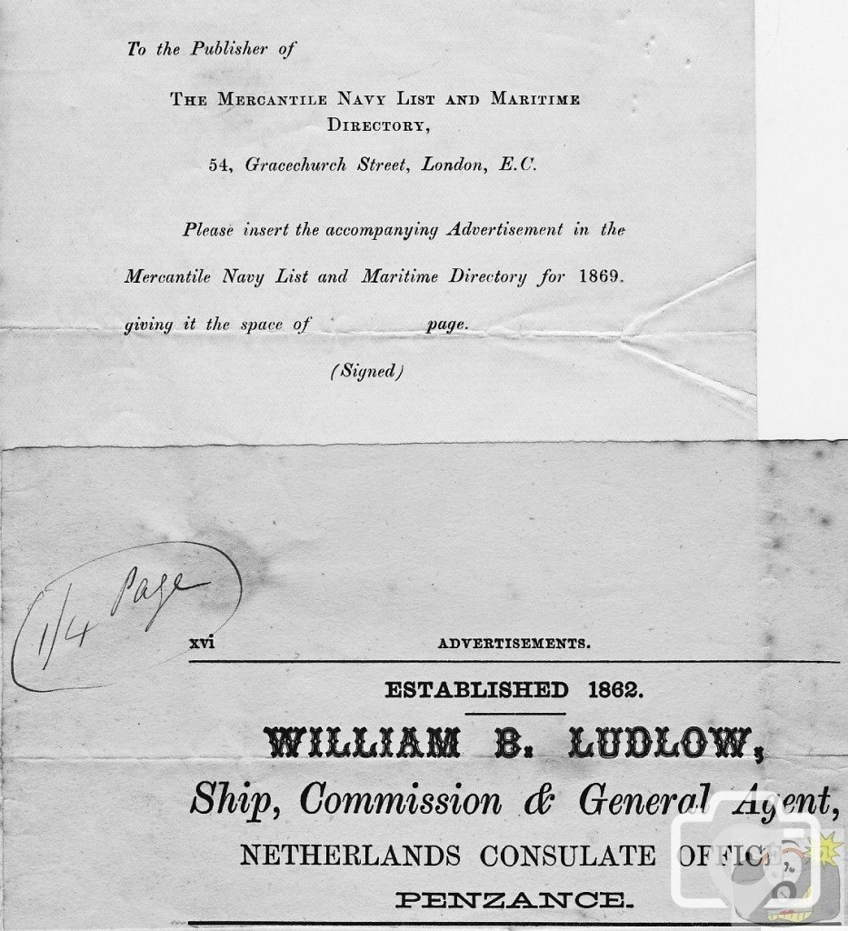 William Bolom Ludlow Advertisement in 1869